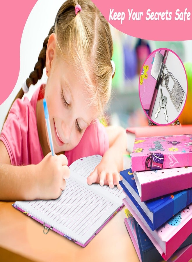 GINMLYDA Girls Diary with Lock for Kids, 7x5.25 Inches 160 Lined Pages Secret Pink Princess Notebook for Girls Journal with Lock for Kids Pre School Writing Drawing Cute Girls Gifts for Birthday - Image 2